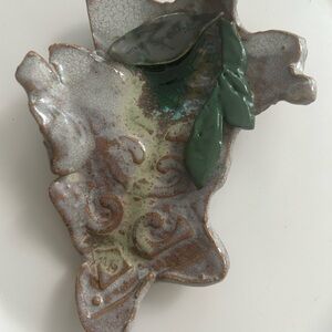 Handmade pottery candleholder made in USA Appalachian mixed with glass beautiful